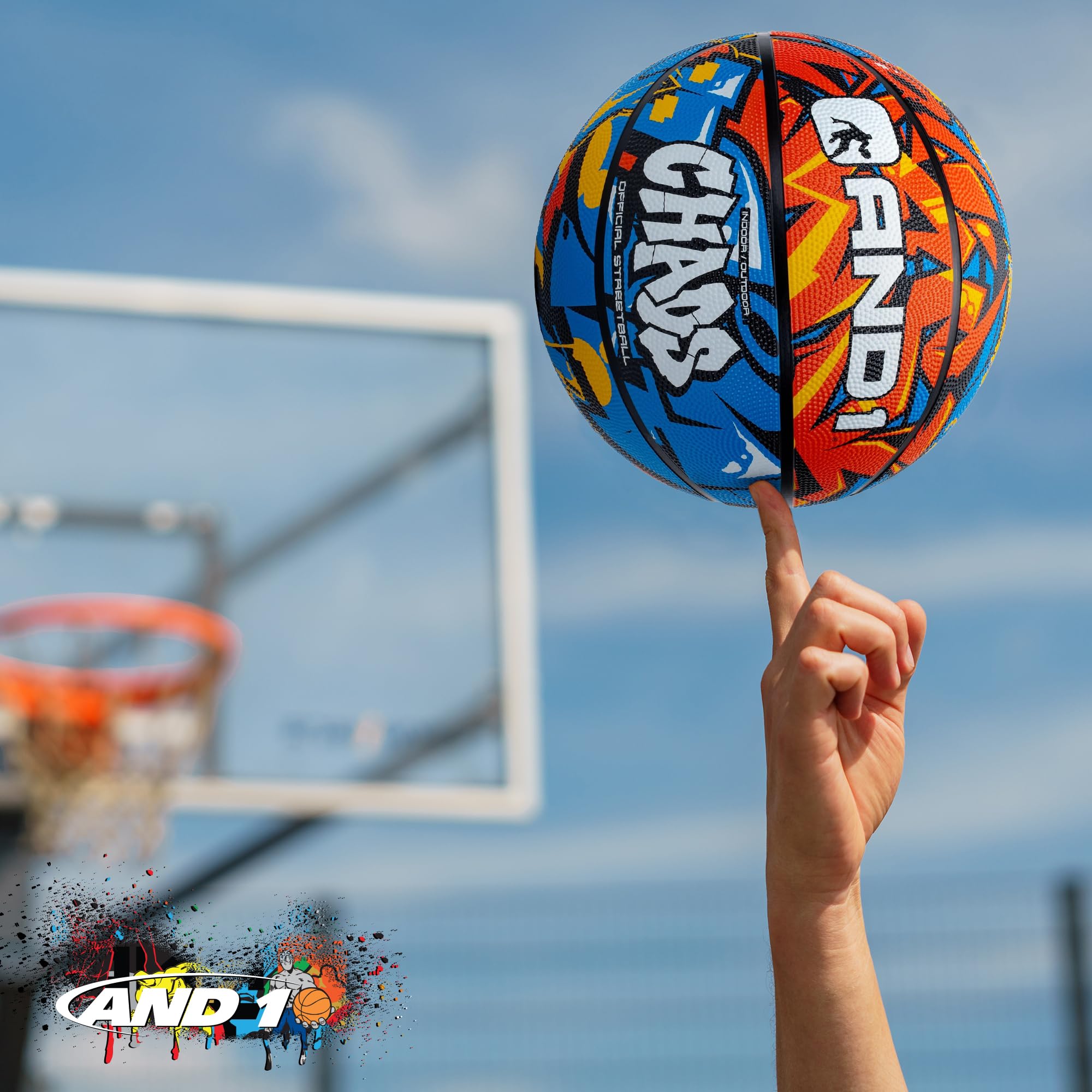 AND1 Chaos Rubber Basketball: Official Regulation Size 7 (29.5 inches) Rubber Basketball - Deep Channel Construction Streetball,