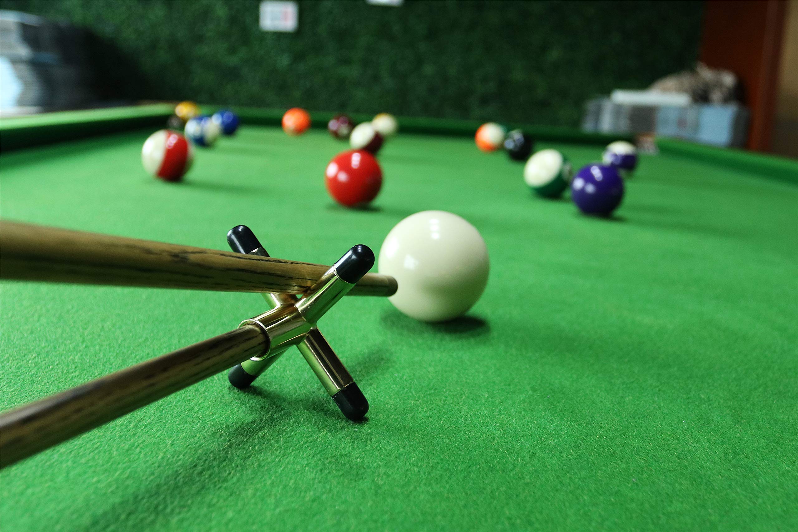 Betterline Billiard Wooden Cue Rack For 6 Pool Sticks, Cue Bridge Spider Head, Cue Cross X Rest, Cue Accessories, 5 Cue Chalk Cu