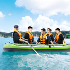 Vevor Inflatable Boat, 3-Person Inflatable Fishing Boat, Strong Pvc Portable Boat Raft Kayak, 45.6 Aluminum Oars, Fishing Rod Ho