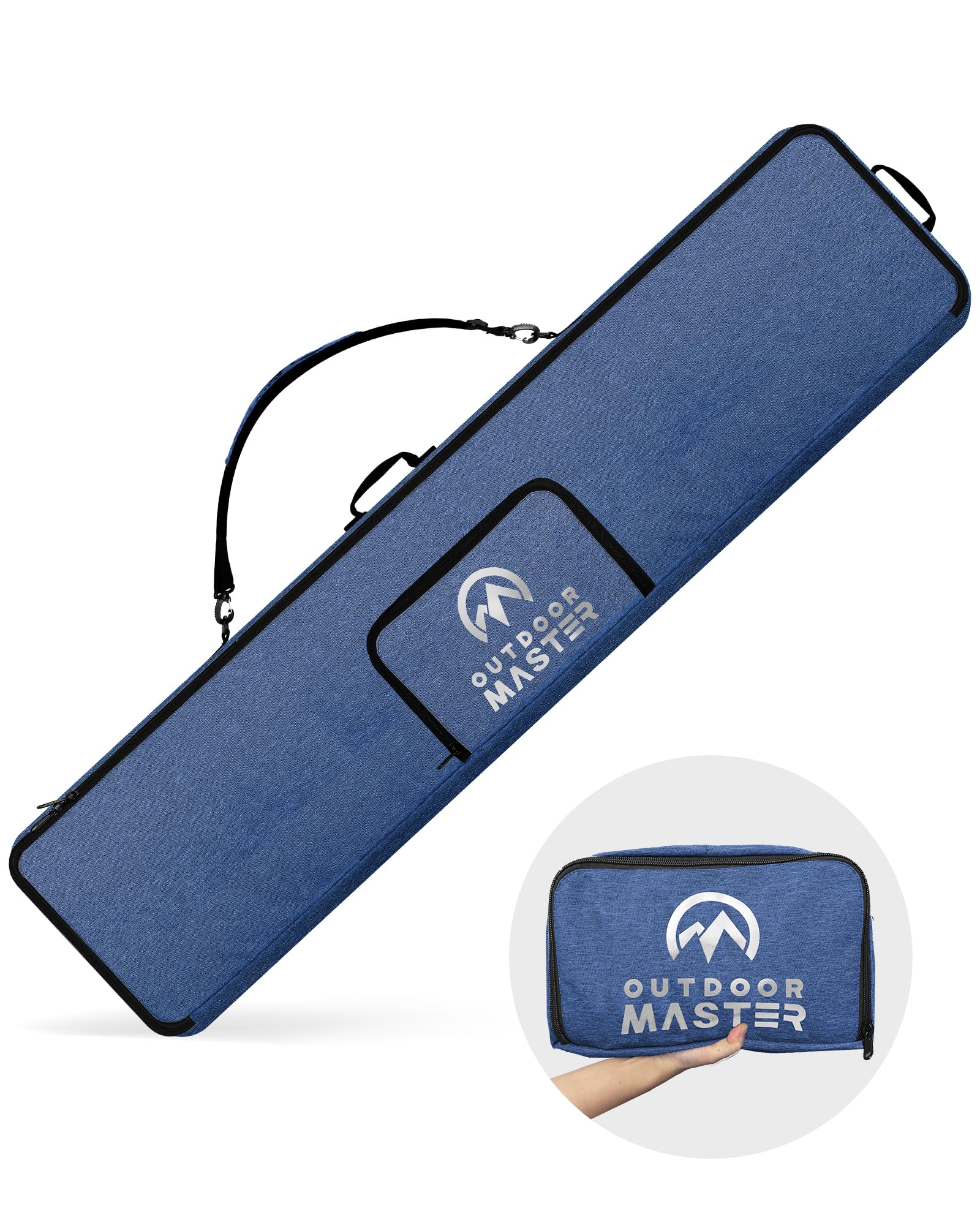 OutdoorMaster Snowboard Bag - 900D Water Resistant Snowboard Travel Bag with Shoulder Strap, Foldable Storage Design - Blue, L