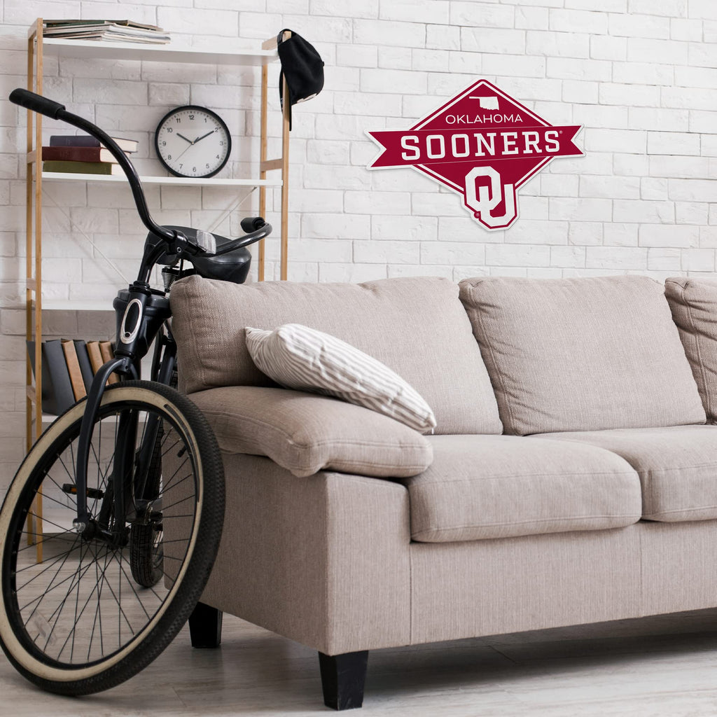 Rico Industries Ncaa Oklahoma Sooners Diamond Shape Cut Pennant - Home And Living Room D  Cor - Soft Felt Ez To Hang