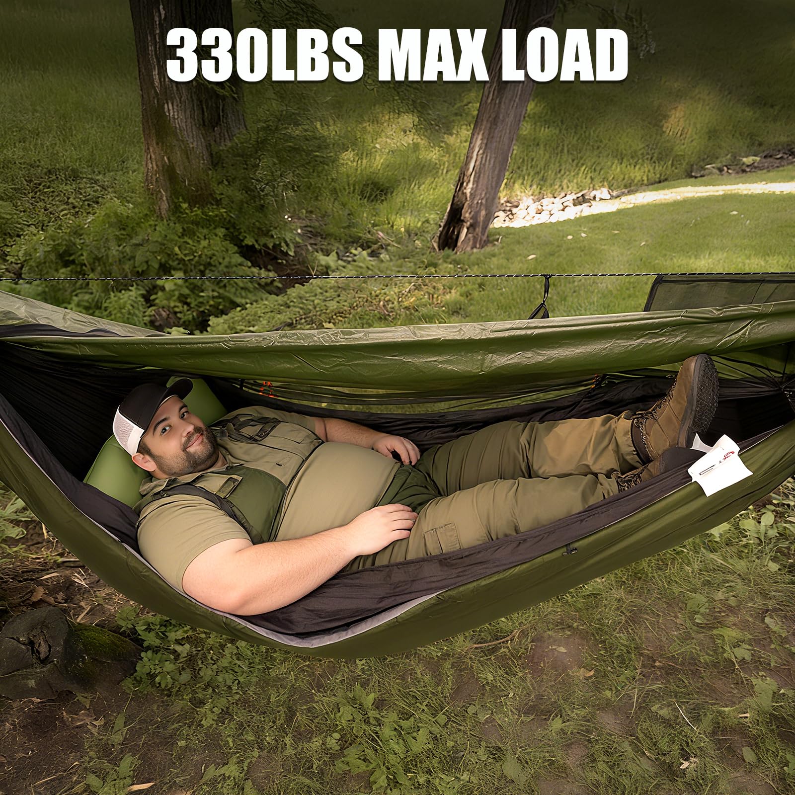 Night Cat Camping Hammock Tent: Lightweight Portable 4 In 1 Hammock With Rain Tarp And Mosquito Net For Hiking Jungle Outdoor Gr