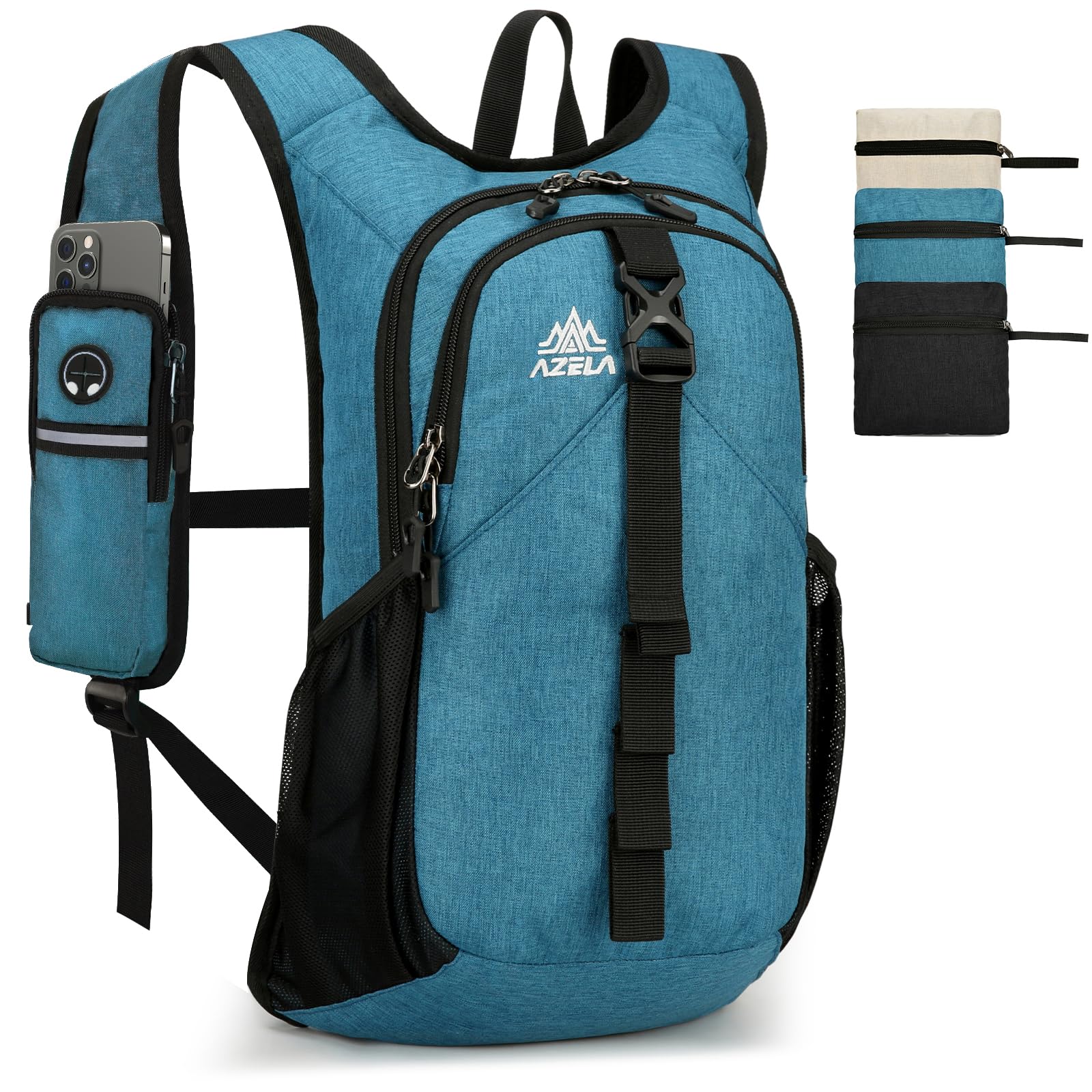 Outplea Folding Hiking Backpack with Phone Pocket for Men Women, Small Ultralight Packable Casual Daypack with Shoulder Chest St