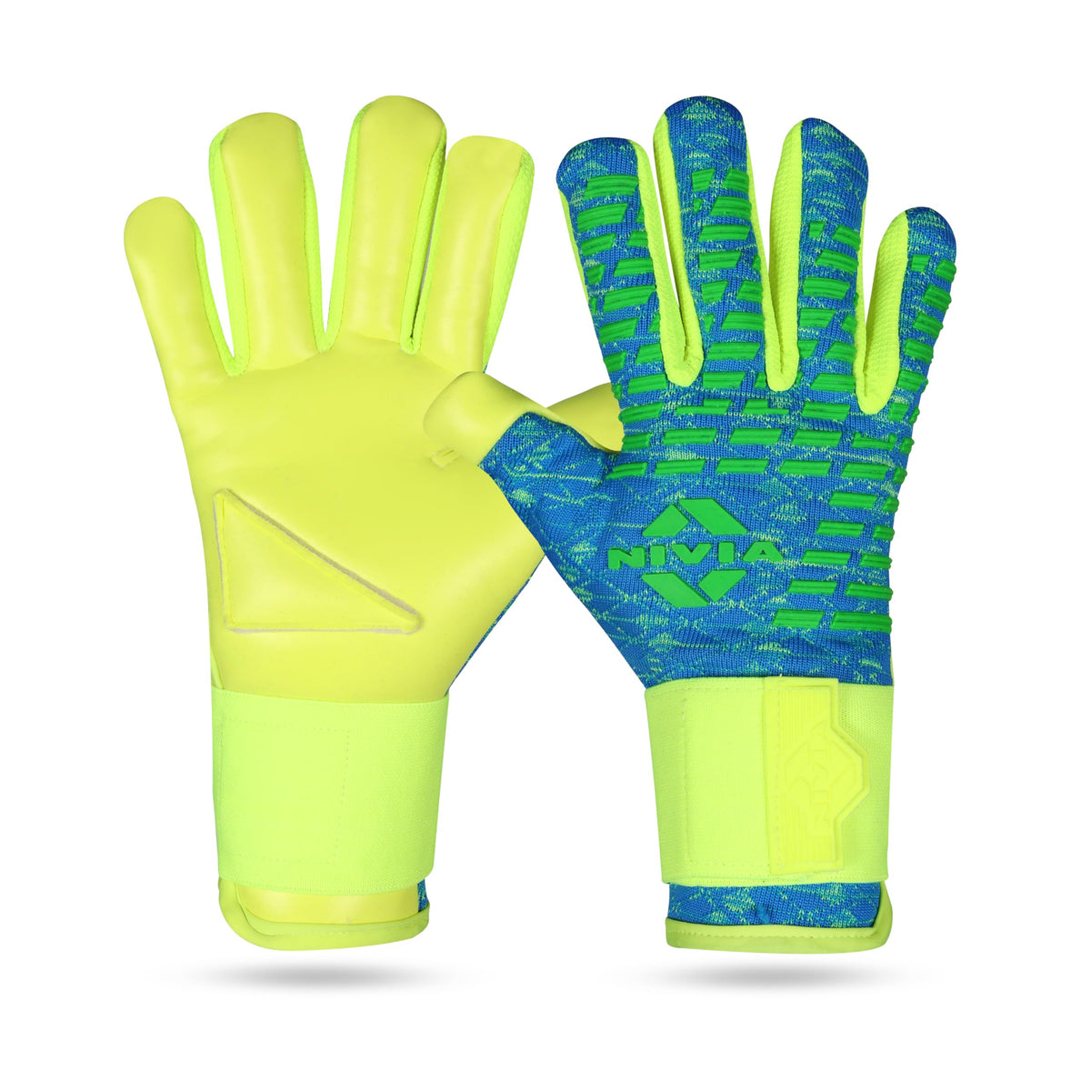 Nivia Latex Ashtang GoalKeeper Gloves, Small (SkyBlue/F.Green)