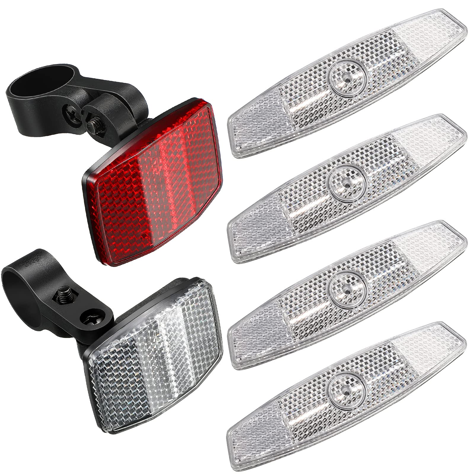 6 Pcs Bike Front and Rear Reflectors Kit Bicycle Light Safety Warning Reflectors Cycling Accessories for Handlebar and Night Cyc