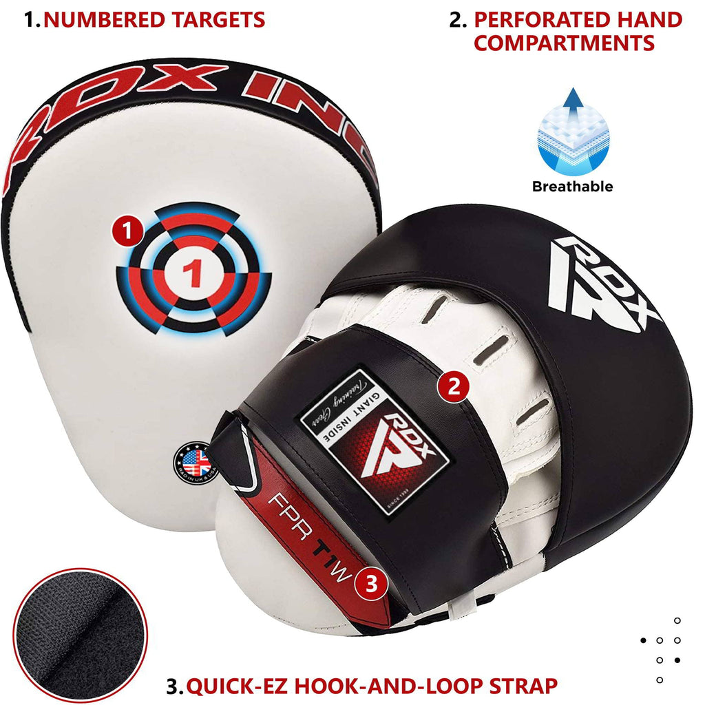 Rdx Boxing Pads Focus Mitts, Maya Hide Leather Curved Hook And Jab Target Hand Pads, Great For Mma, Kickboxing, Martial Arts, Mu