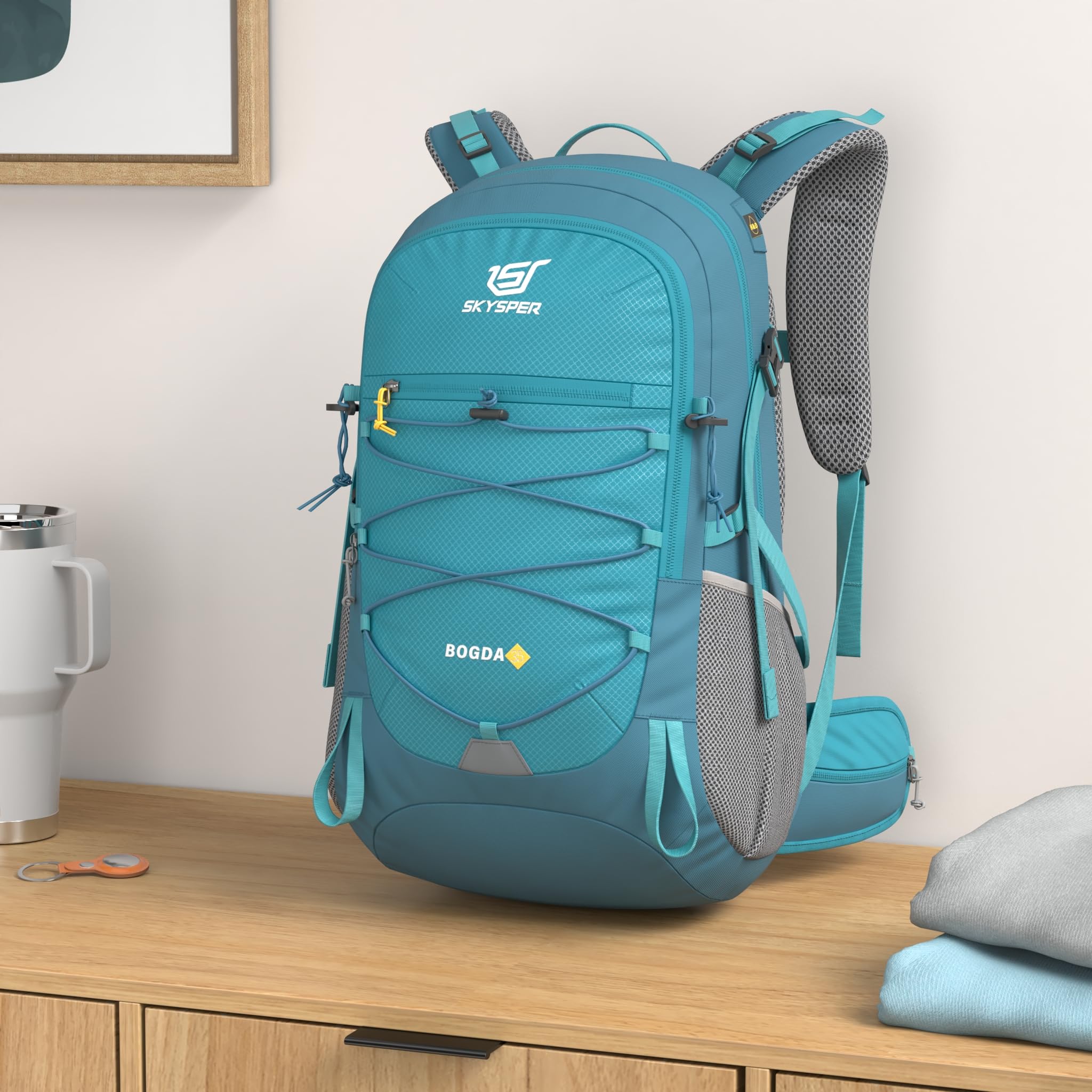 Skysper Hiking Backpack For Men Women, 35L Travel Backpack Waterproof Camping Backpack Outdoor Lightweight Daypack(Teal)