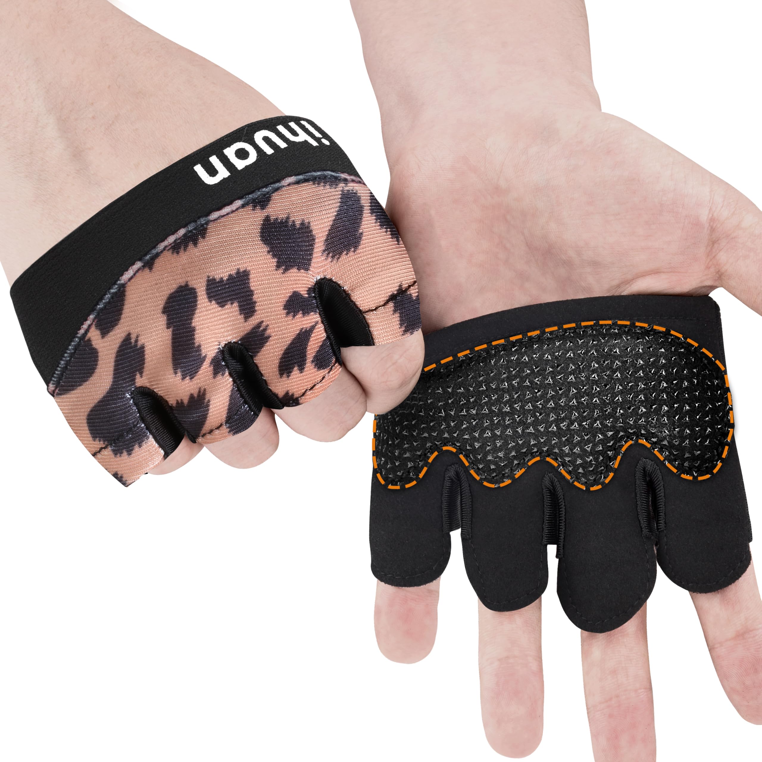 ihuan New Weight Lifting Gym Workout Gloves Men & Women, Great for Weightlifting, Exercise, Training, Fitness (Leopard, X-Small)