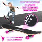 Nattork Skateboards 31 Inch Cute Complete Skateboard Wood 9 Layer Canadian Maple Trick Skate Boards for Boys Girls Youth Teens B