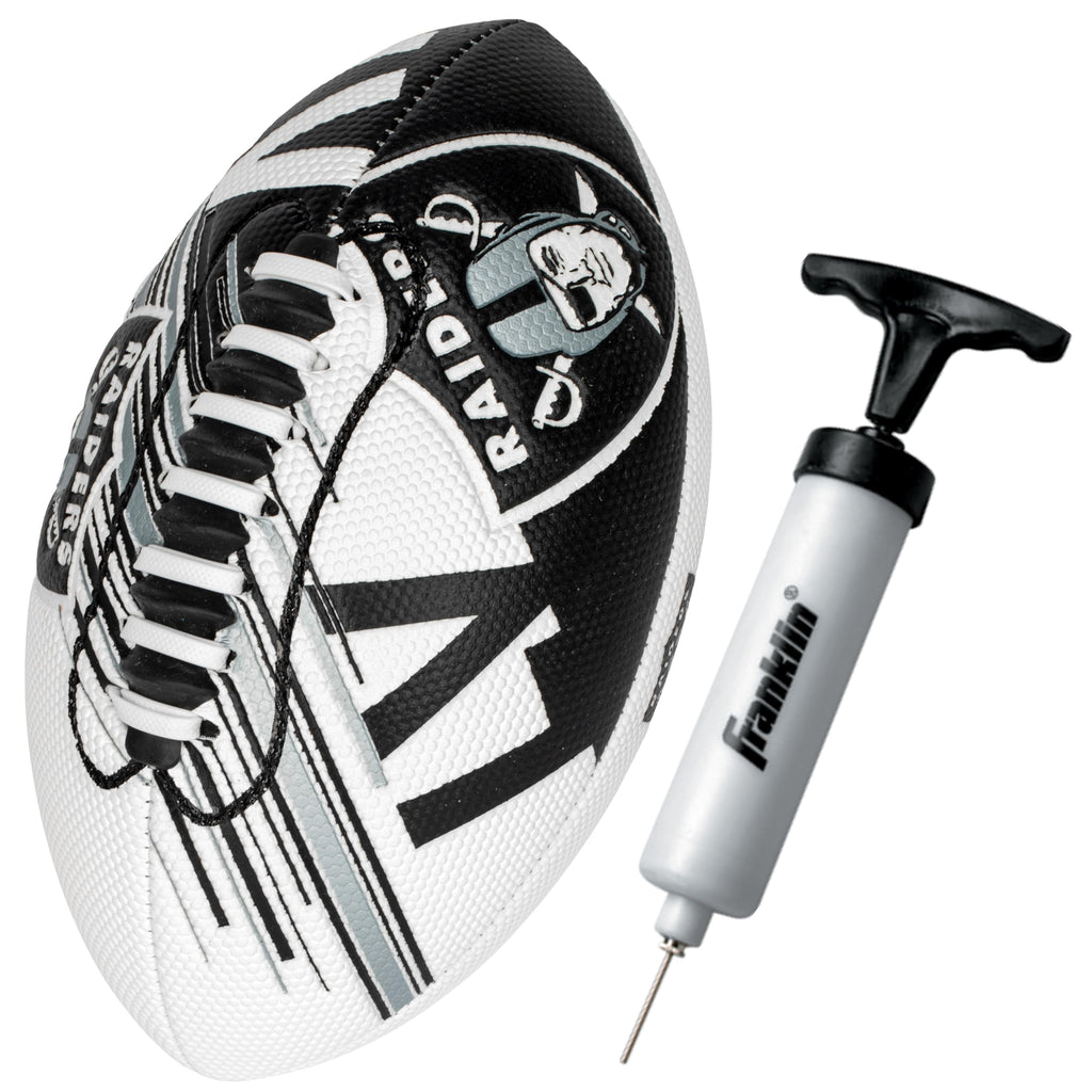 Franklin Sports Nfl Las Vegas Raiders Football - Youth Mini Football - 8.5'' Junior Size Ball - Spacelace Easy Grip Texture- Per