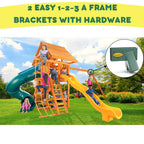 Eastern Jungle Gym Diy Swing Set Hardware Kit With Easy 1-2-3 A-Frame Brackets, Swing Seats, Ring Trapeze Bar And All Assembly H