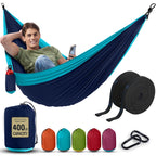 Durable Hammock 400 Lb Capacity - Lightweight Nylon Camping Hammock Chair - Double Or Single Sizes W/ Tree Straps And Attached C