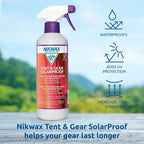 Nikwax Tent & Gear, Tent & Gear Solarproof, 500Ml, Spray Waterproofing And Uv Protector, Rain Protector, Restores Dwr Water Repe