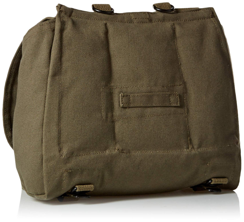 Retro Hungarian Shoulder Bag With Plain Flap - Olive Drab