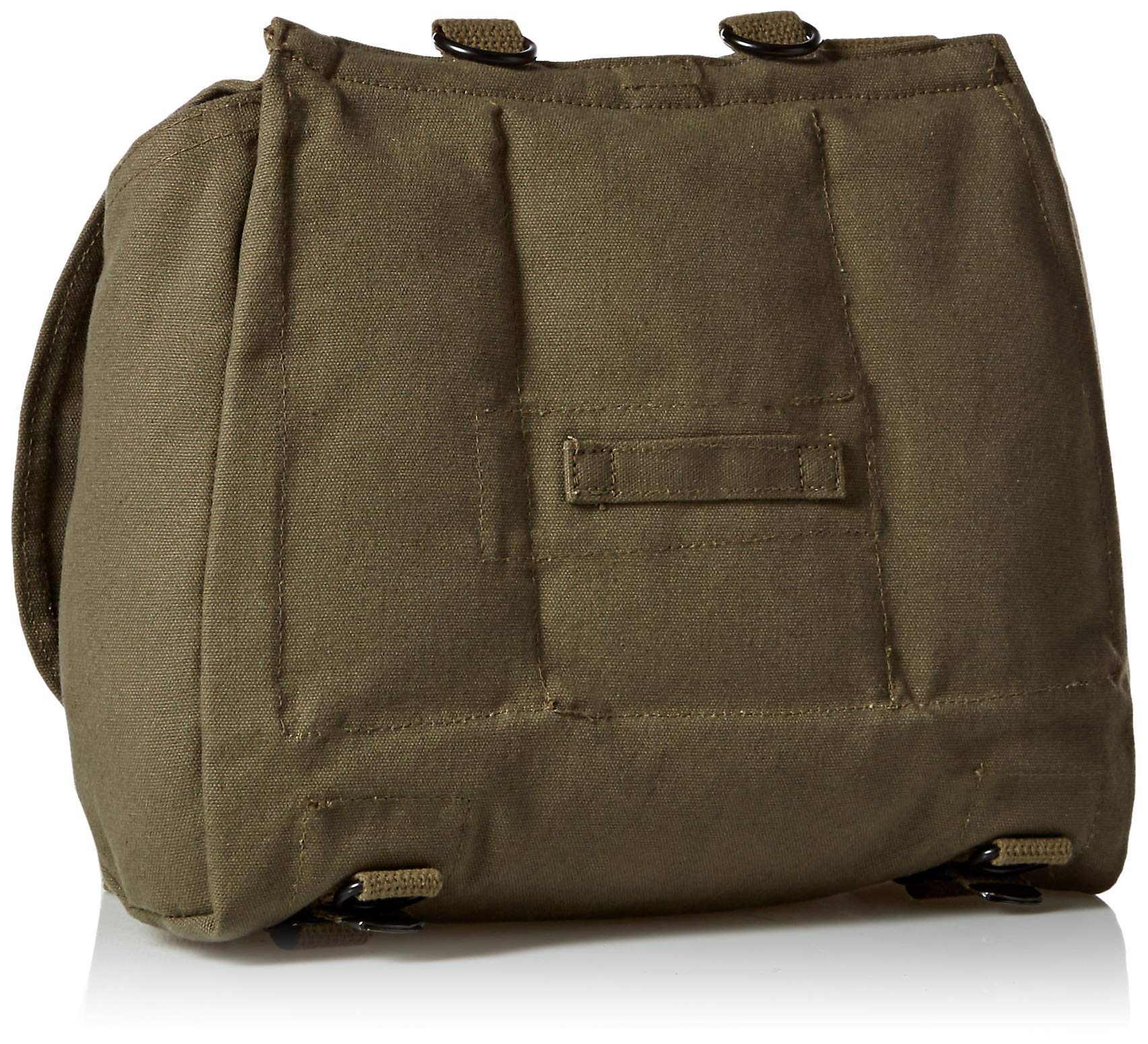 Retro Hungarian Shoulder Bag With Plain Flap - Olive Drab