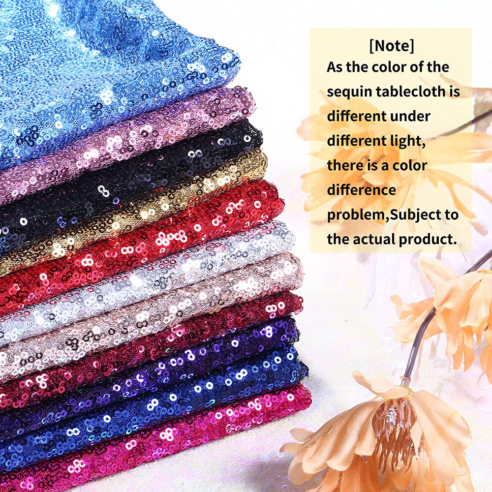 Fyledaee Sequin Tablecloth Square Baby Blue 90X90 Inch Glittering Shimmer Tablecloth For Wedding Baby Shower Birthday Party Dinn