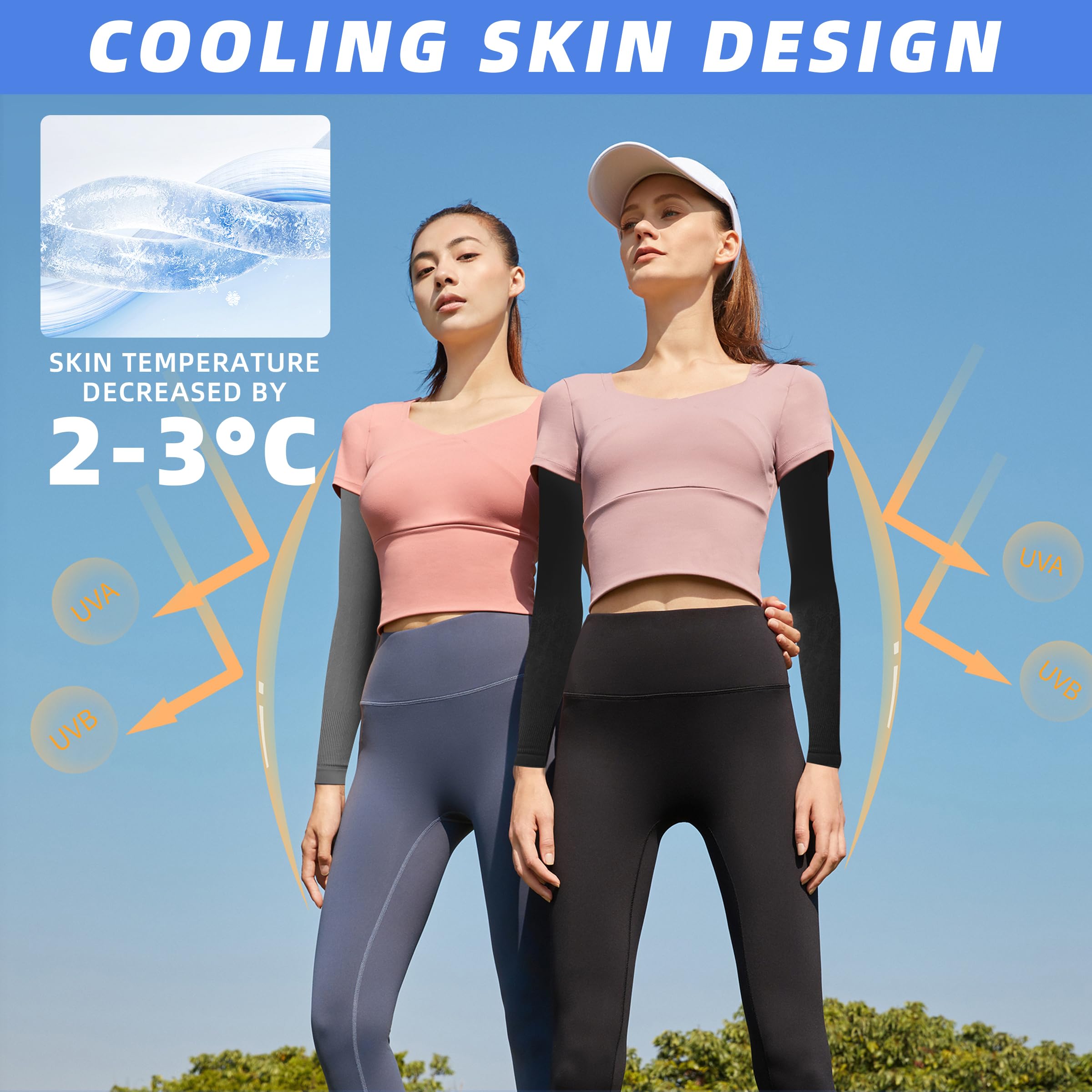Bhytaki 4 Pairs Uv Sun Protection Arm Sleeves, Upf 50 Sports Cooling Arm Compression Sleeves For Men Women Teenager