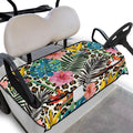 Knextrepoy Tropical Hibiscus Golf Cart Seat Covers with Pockets Leopard Print Golf Cart Towel Seat Covers for Club Car Universal