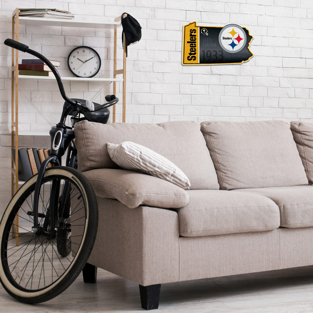 Rico Industries Nfl Football Pittsburgh Steelers State Shape Shape Cut Pennant - Home And Living Room D  Cor - Soft Felt Ez To H