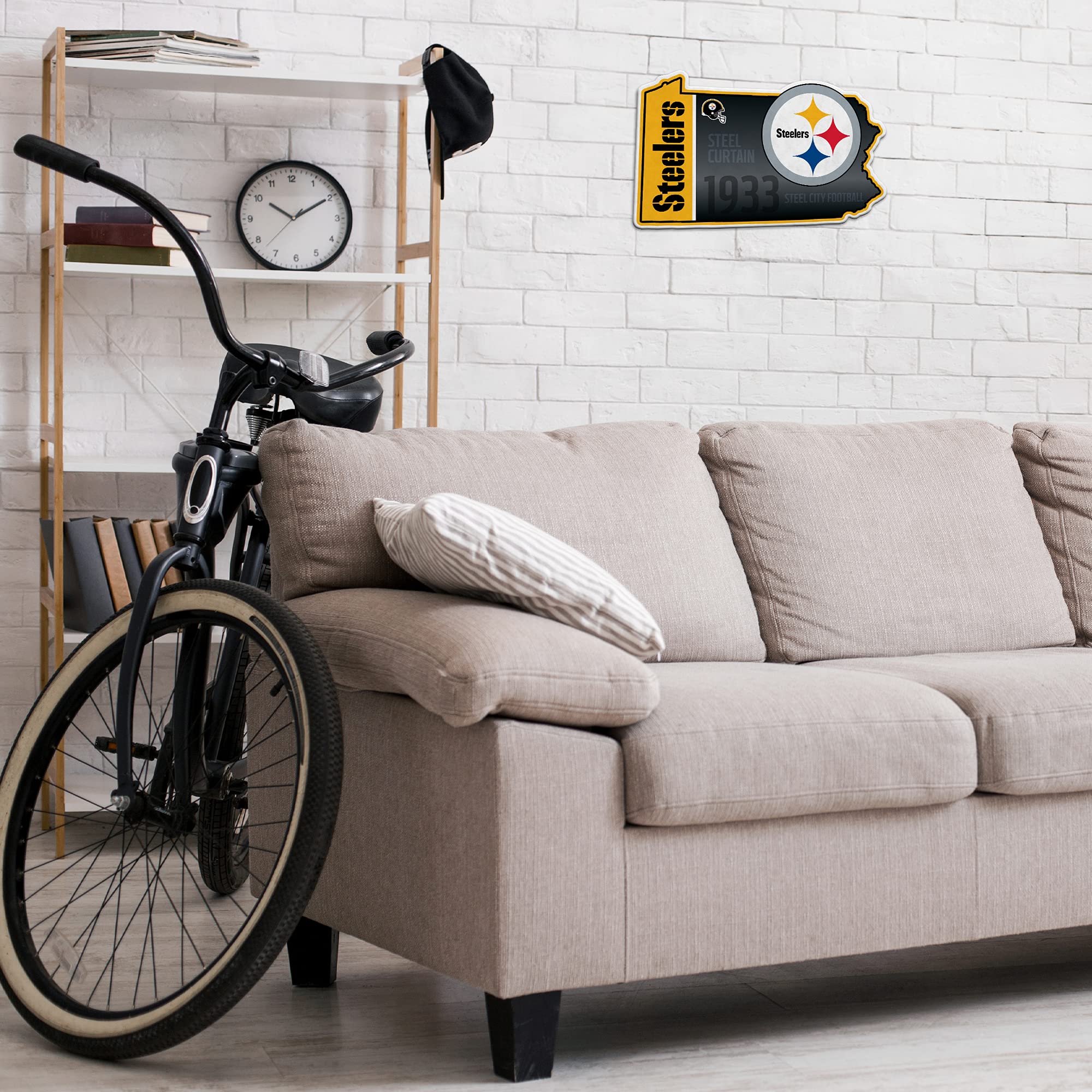 Rico Industries Nfl Football Pittsburgh Steelers State Shape Shape Cut Pennant - Home And Living Room D  Cor - Soft Felt Ez To H