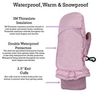 Nice Caps Kids Toddler Girls Waterproof Mittens - Thinsulate Wrap Snow Gloves Baby (Pink, 1-2 Years)