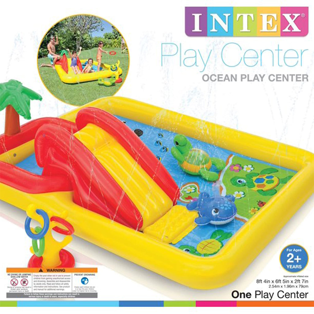 Intex 57454Ep 100-Inch X 77-Inch Inflatable Ocean Children'S Play Center Outdoor Backyard Kiddie Pool And Game Set