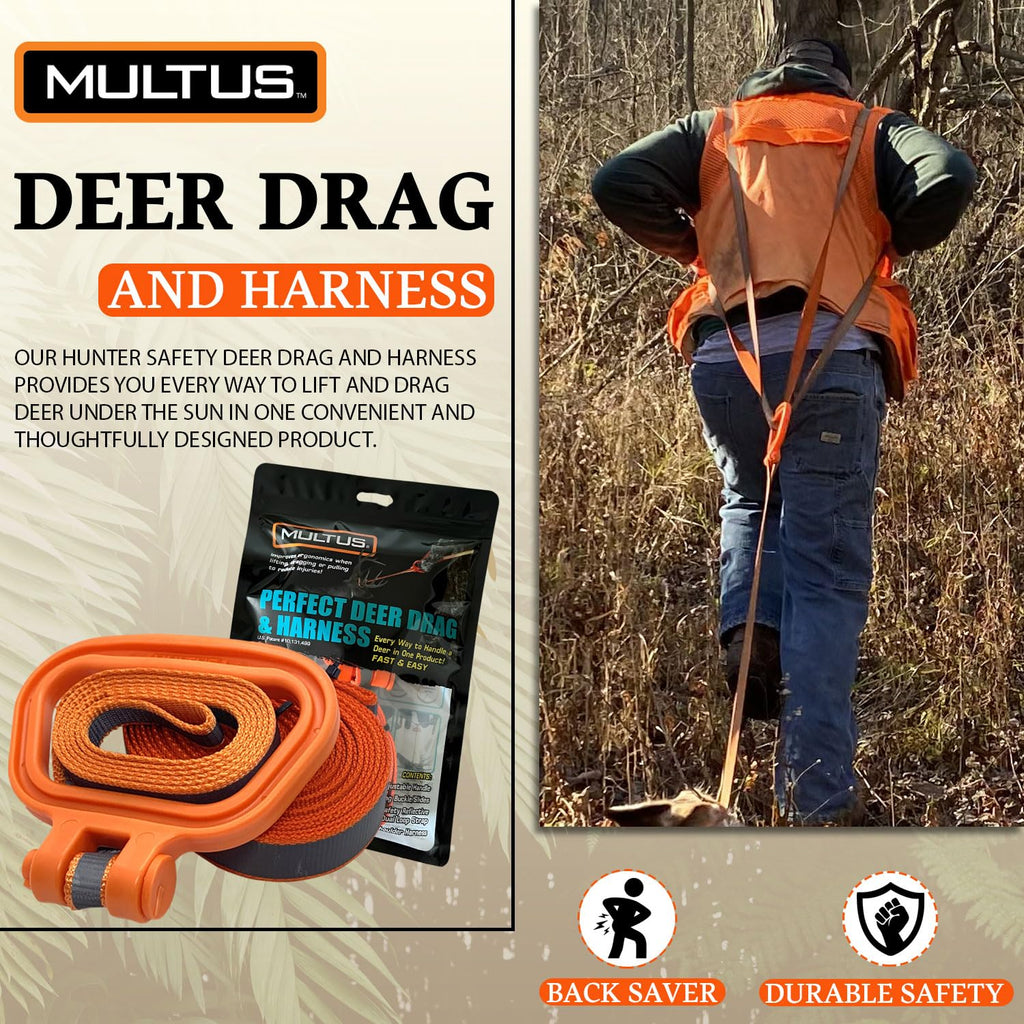Multus: Perfect Deer Drag And Harness 2 Pack; Every Way To Drag A Deer In One Product Fast & Easy! Dual Harness Deer Drag With H