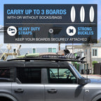 Ho Stevie! Surfboard Car Roof Rack Padded System (Holds Up To 3 Boards) With Silicone Buckle Covers