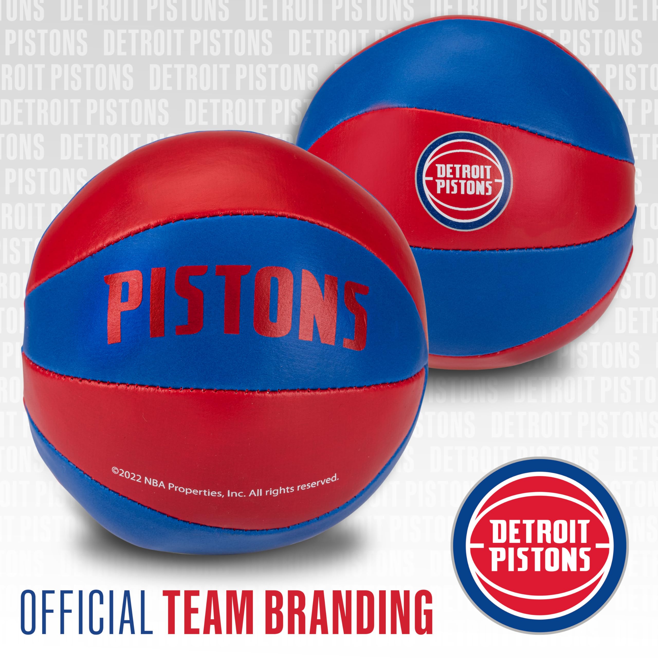 Franklin Sports Nba Detroit Pistons Toy Basketballs - 2 Pack Of Kids Soft Mini Basketballs For Over The Door + Indoor Hoops - Nb