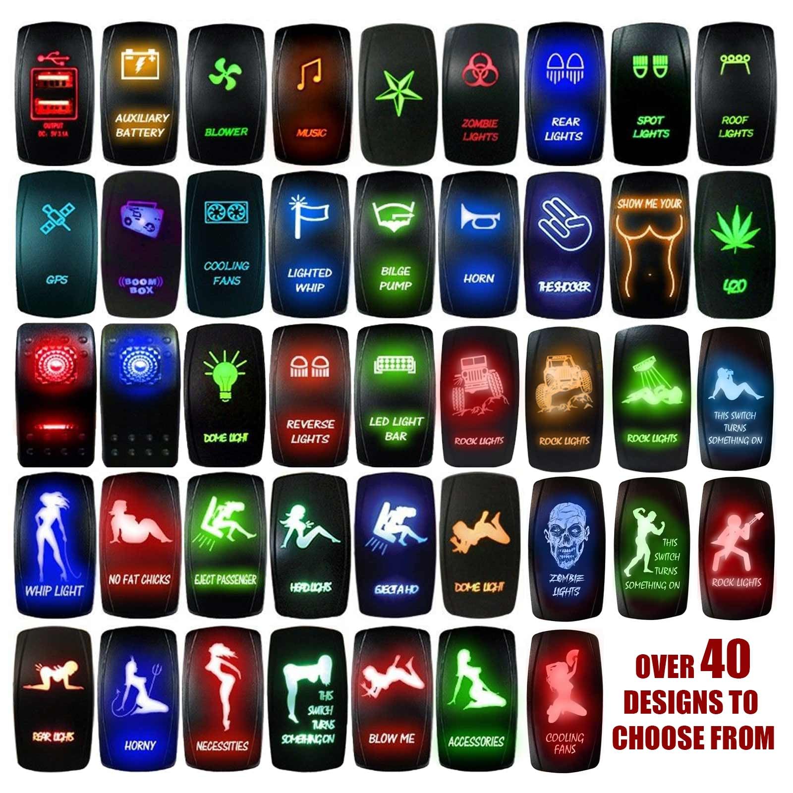 50 Caliber Racing Rocker Switch On/Off Led Backlit-Bilge Pump- Utv, Auto, Boat 20A 12V (5362A2Blue)