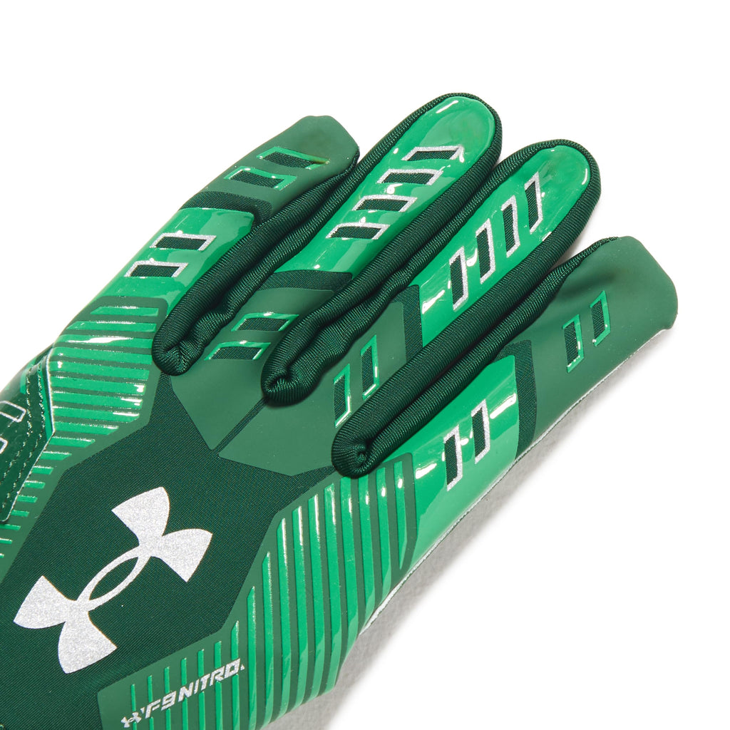 Under Armour Men'S F9 Nitro Football Gloves, (301) Forest Green/Team Kelly Green/Metallic Silver, Large