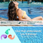 Swimming Ear Plugs for Adults,3 Pairs Waterproof Reusable Silicone Swim Earplugs for Swimming Surfing Snorkeling Showering and W