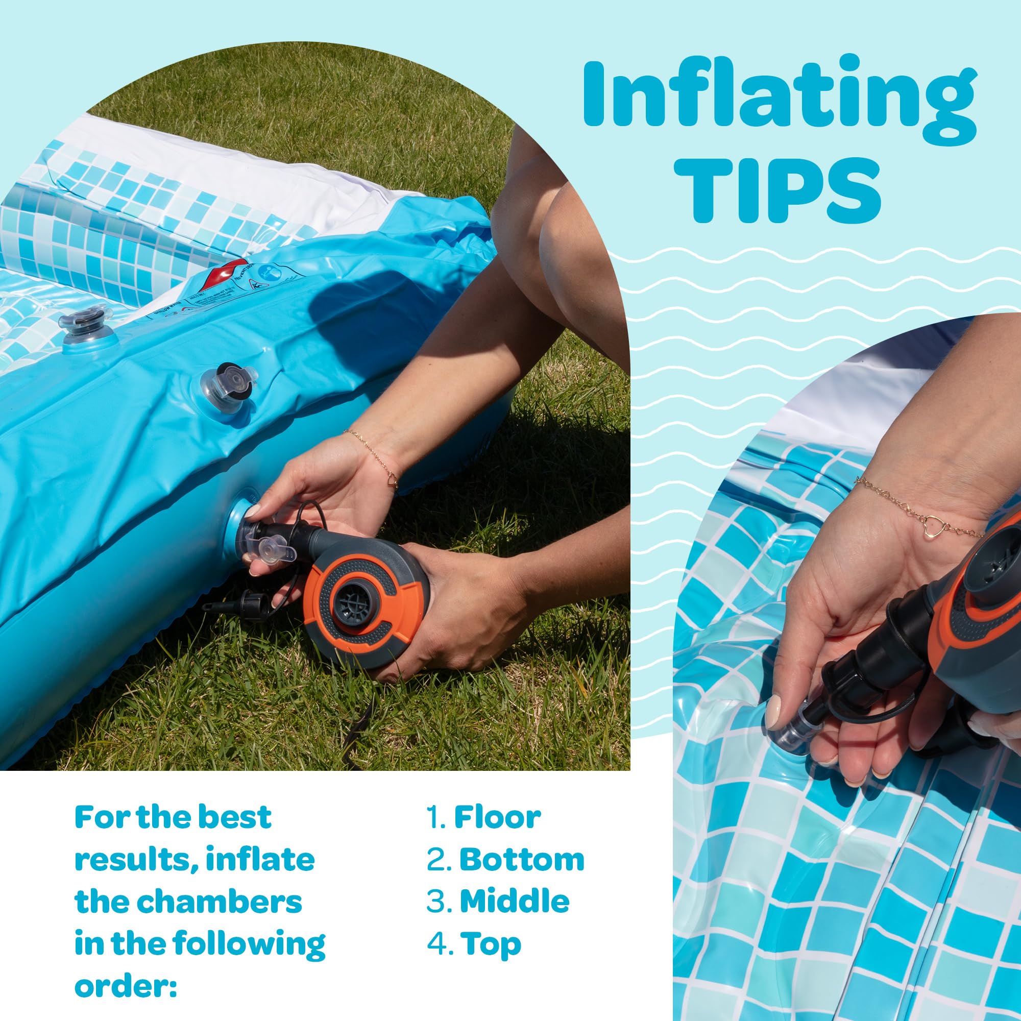 Inflatable Swimming Pool For Kids With Comfortable Padded Soft Floor, Convenient Handles, And Drain - 90''X60''X19'' (7.5'X5') -