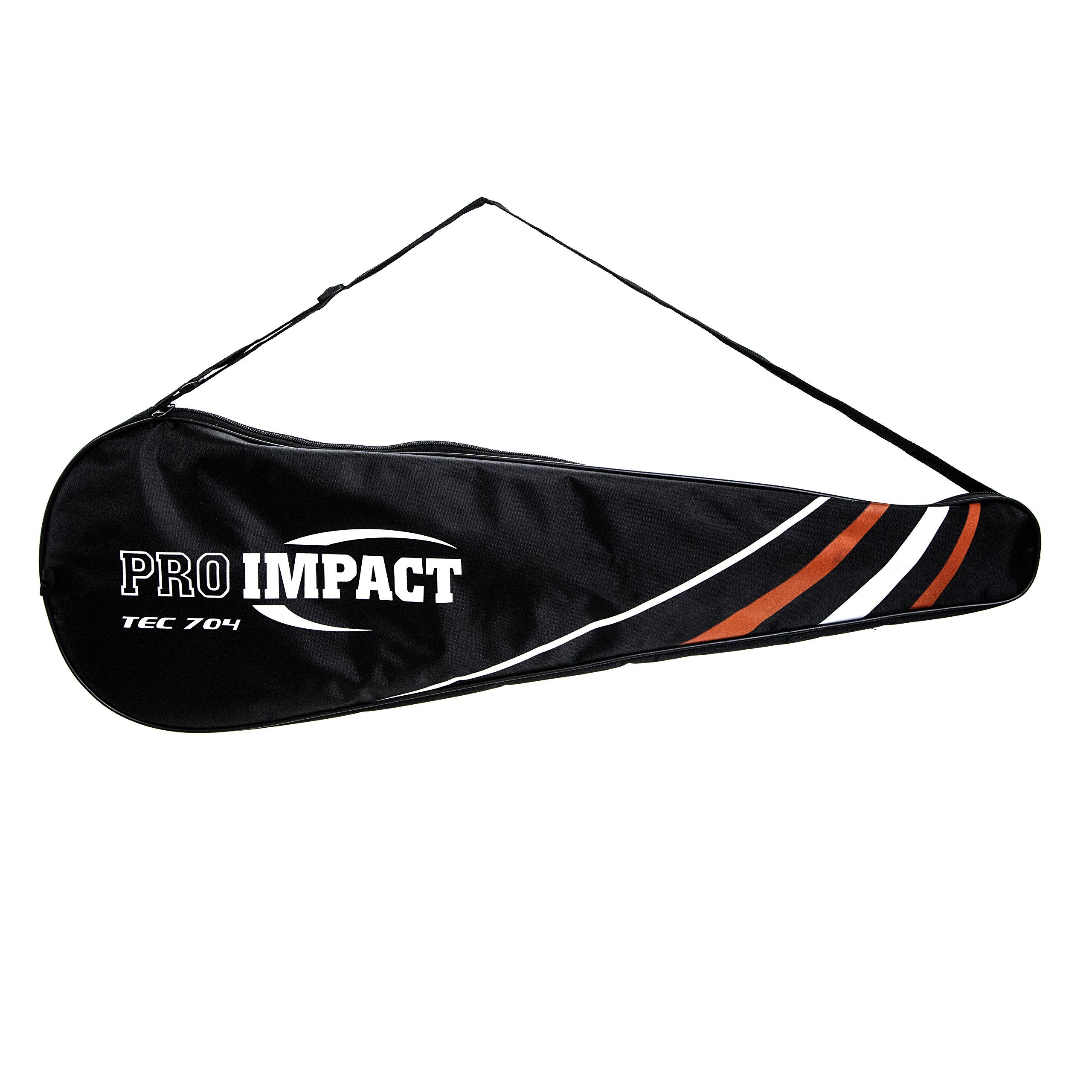 Pro Impact Graphite Carbon Fiber Squash Racket - Full Size Lightweight - With Carry On Cover & Durable Strings - Made Of Pure Gr