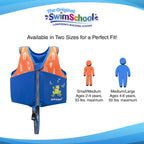 New Swimschool Swim Trainer Vest - Small/Medium Max 33 Pounds - Kids Swim Vest With Padded Shoulders - Comfortable Flex-Form-Fit