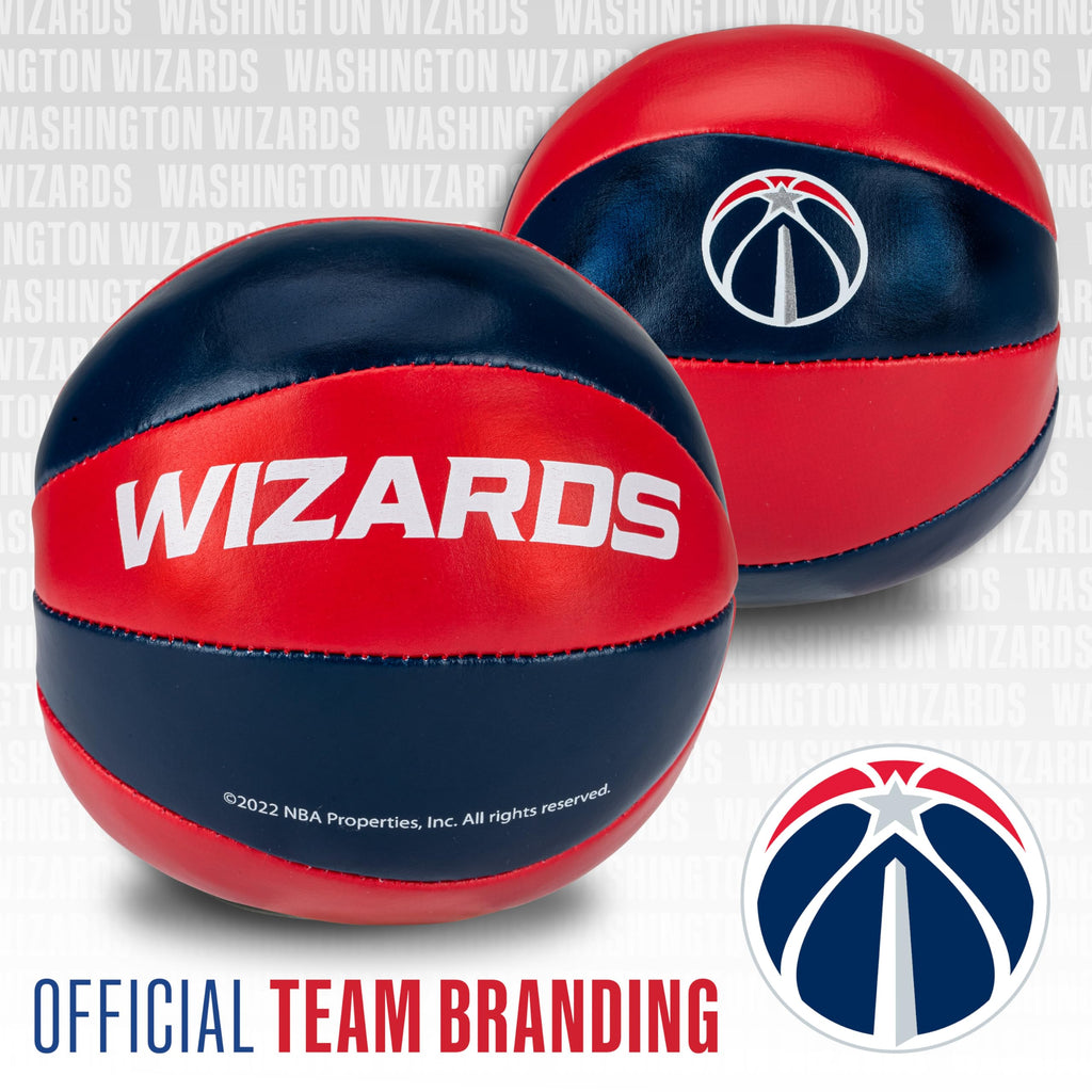 Franklin Sports Nba Washington Wizards Toy Basketballs - 2 Pack Of Kids Soft Mini Basketballs For Over The Door + Indoor Hoops -