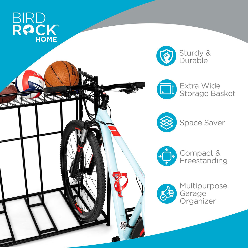 Birdrock Home Bike Rack Garage Storage Floor Stand - Freestanding Organizer For Outdoor Yard - Upright Wall Mount For Scooters,