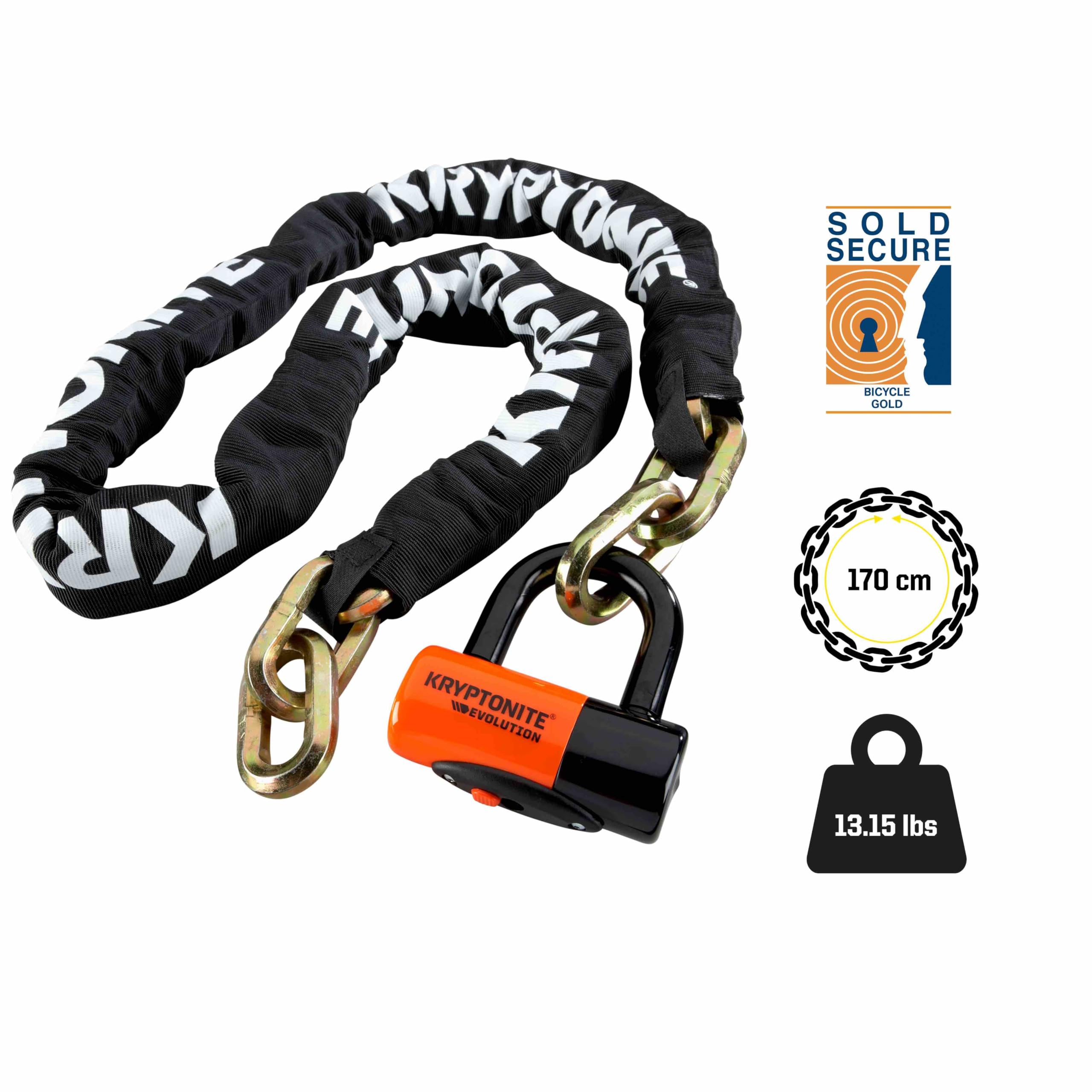 Kryptonite New York 1217 12Mm Chain & Evolution 14Mm Disc Lock , Black