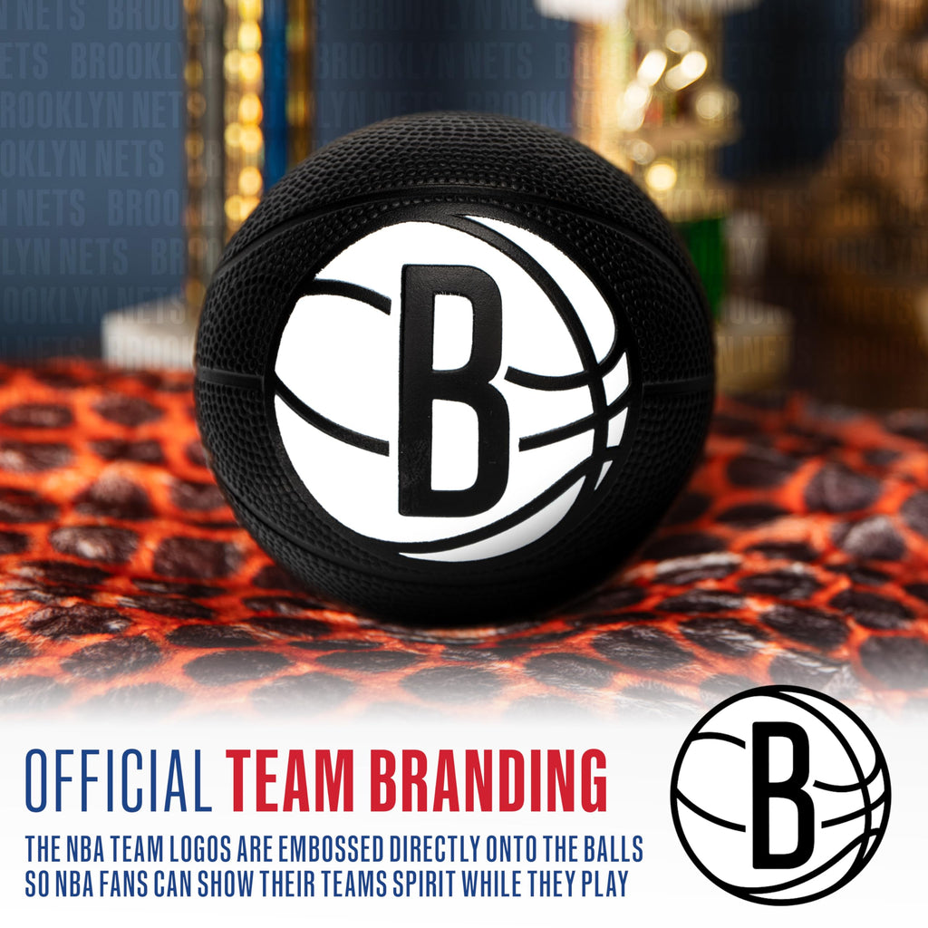 Franklin Sports Nba Brooklyn Nets Mini Foam Basketball - Kids 5.5'' Inch Toy Basketball For Over The Door + Mini Indoor Hoops -