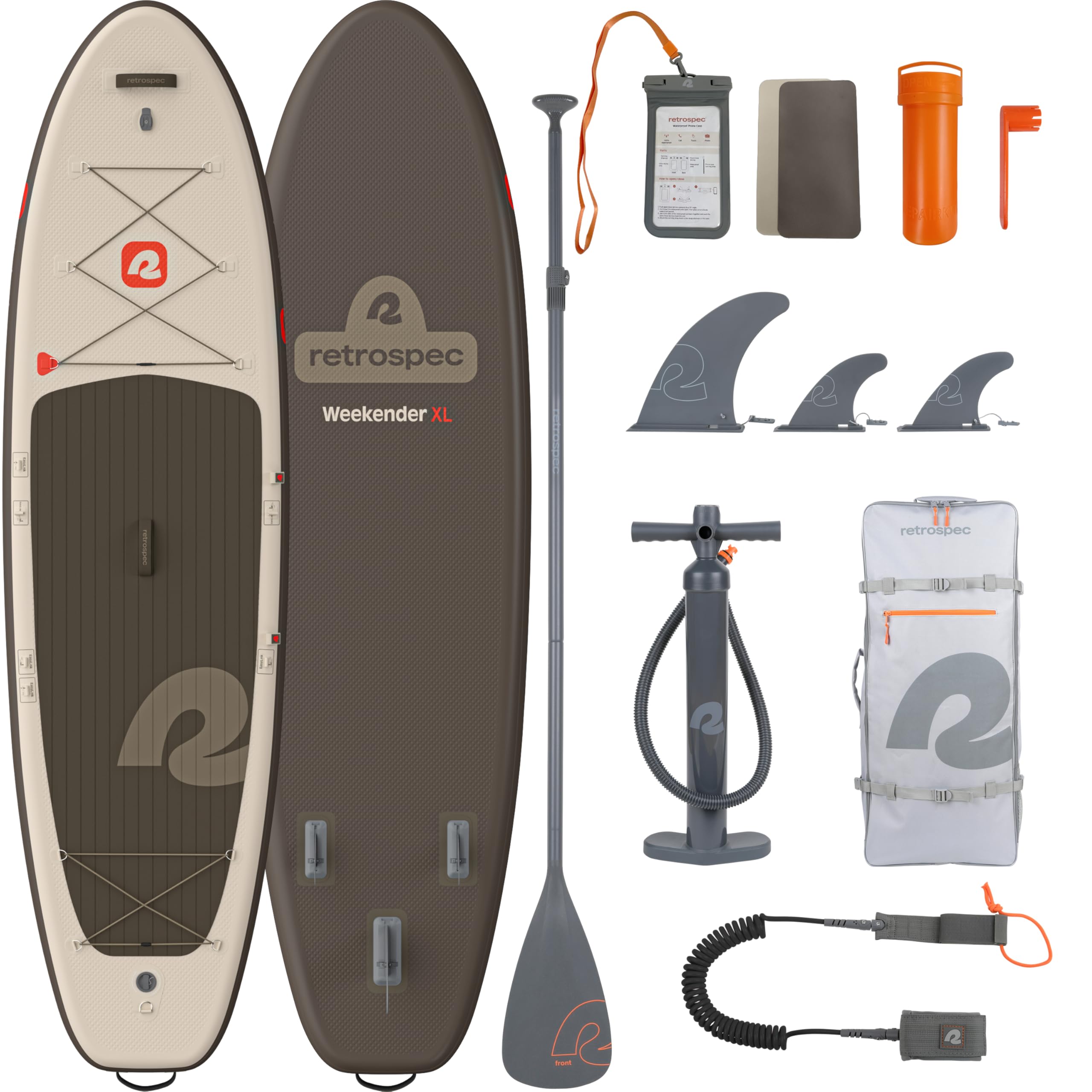Retrospec Weekender XL Inflatable Paddle Board - Lake Essentials SUP with 400lb Capacity - Wide 11 x 35 x 8 All-Around Board fo