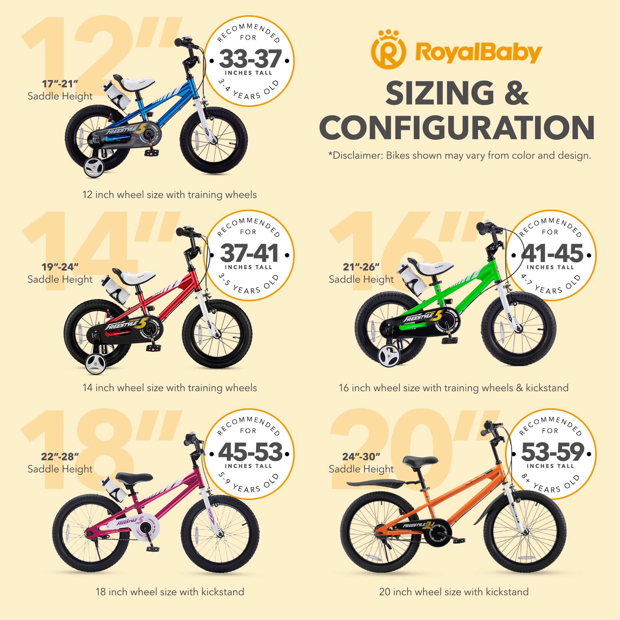 Royalbaby Freestyle Outdoor Childrens Bicycle Dual Handbrakes Sporty Kid Bike with Kickstand and Adjustable Seat, 18 Inch, Gree