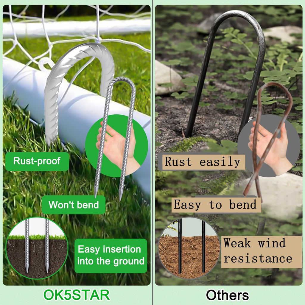 Ok5Star 16 Inch Trampoline Wind Stakes 4 Pack U Shaped Rebar Ground Stakes Galvanized Trampoline Stakes Heavy Duty Ground Anchor