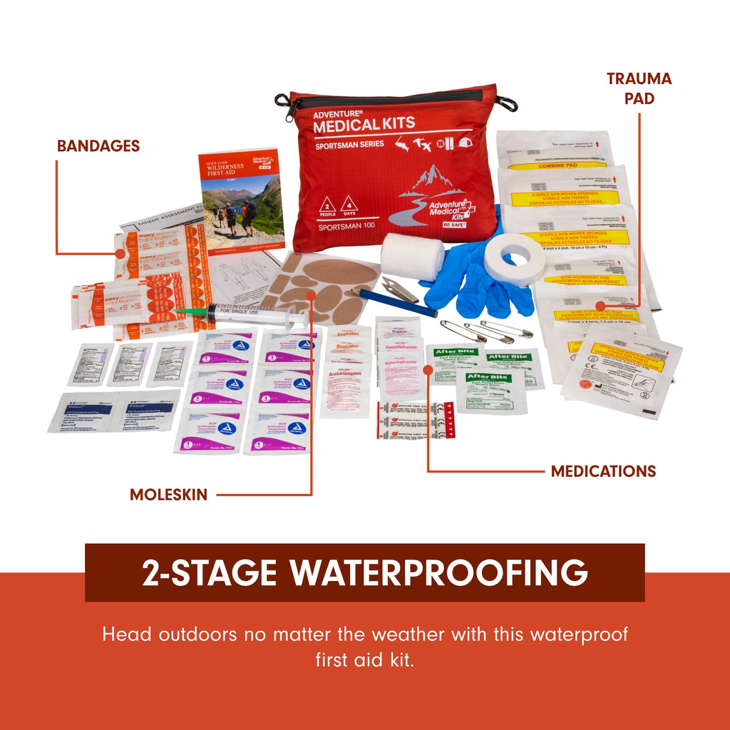 Adventure Medical Kits Sportsman Series Medical Kit - 100 - First Aid Kit For Camping, Hiking, Hunting & More - For 2 People For