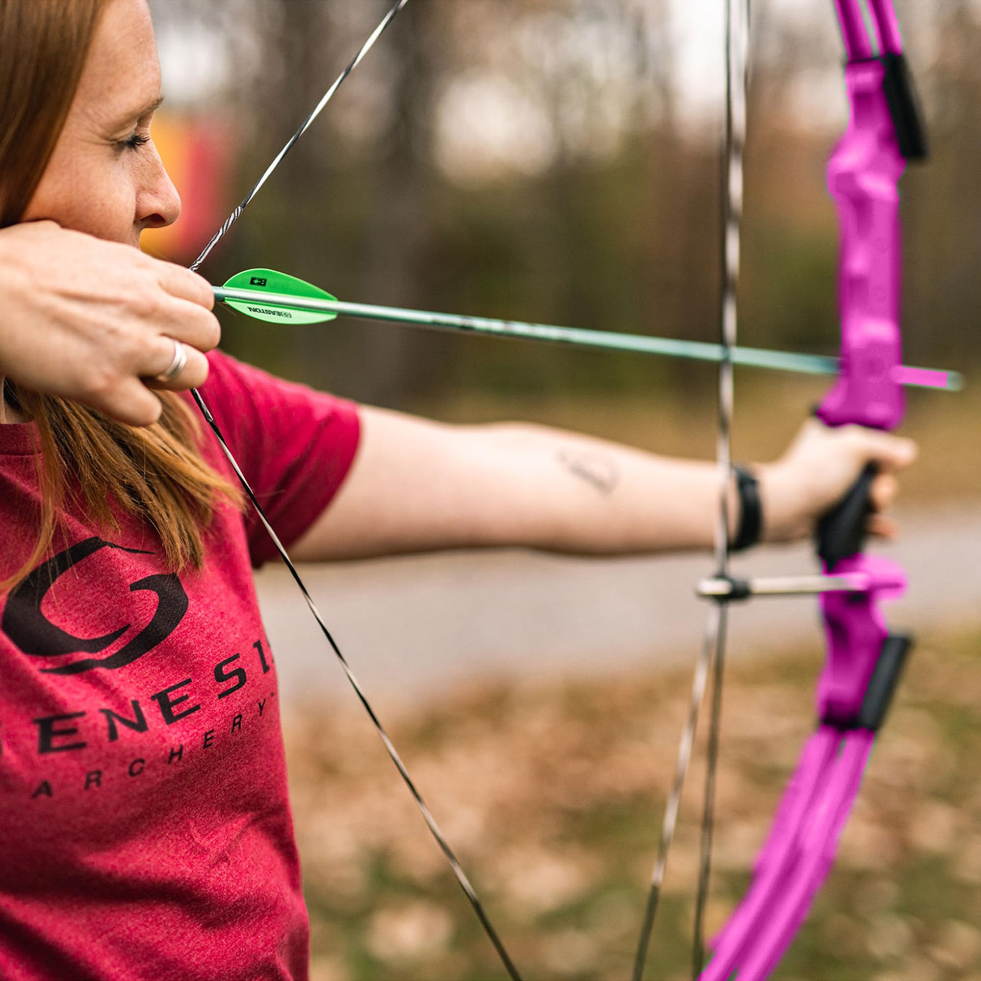 Genesis Archery Compound Bow, W/Adjustable Riser, Original, Right Handed, Purple