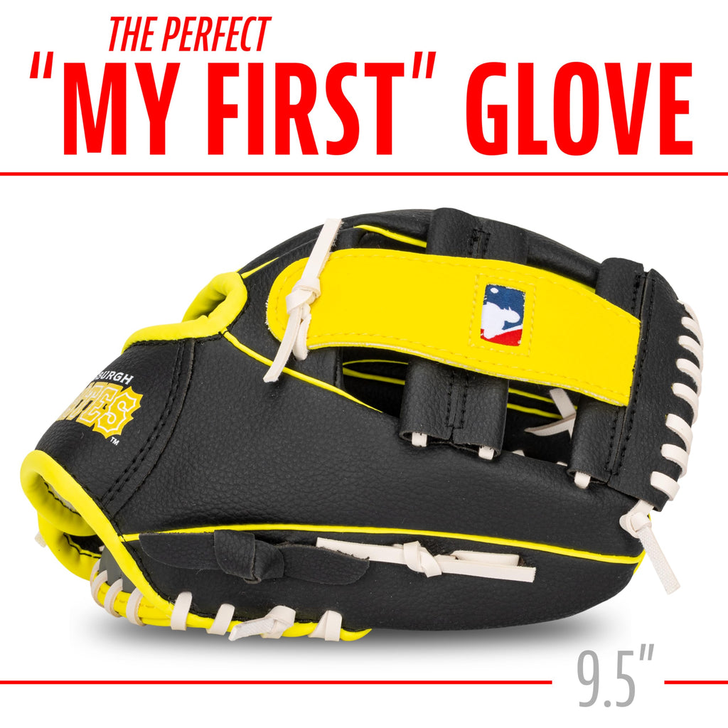 Franklin Sports Mlb Youth Teeball Glove + Foam Ball Set - Kids Pittsburgh Pirates Baseball + Teeball Mitt And Ball - Perfect Fir