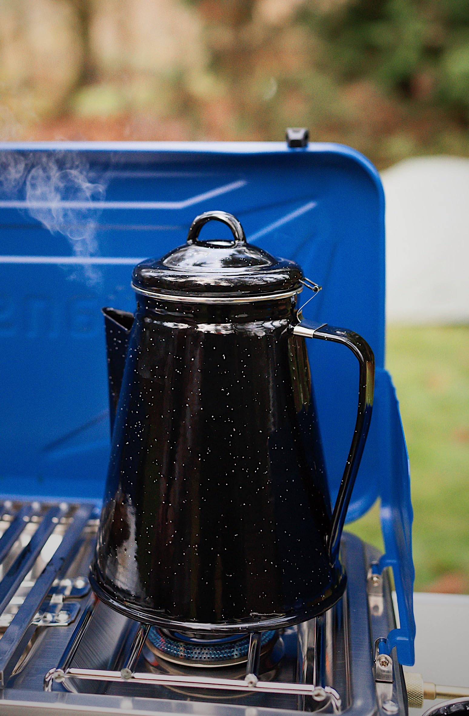 Stansport Enamel Percolator Coffee Pot 8 Cup - Black