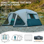 Tents For Camping 6 Person Camping Tent With Screen Porch, Weatherproof Large Cabin Tent With Rainfly And Carry Bag, Family Tent
