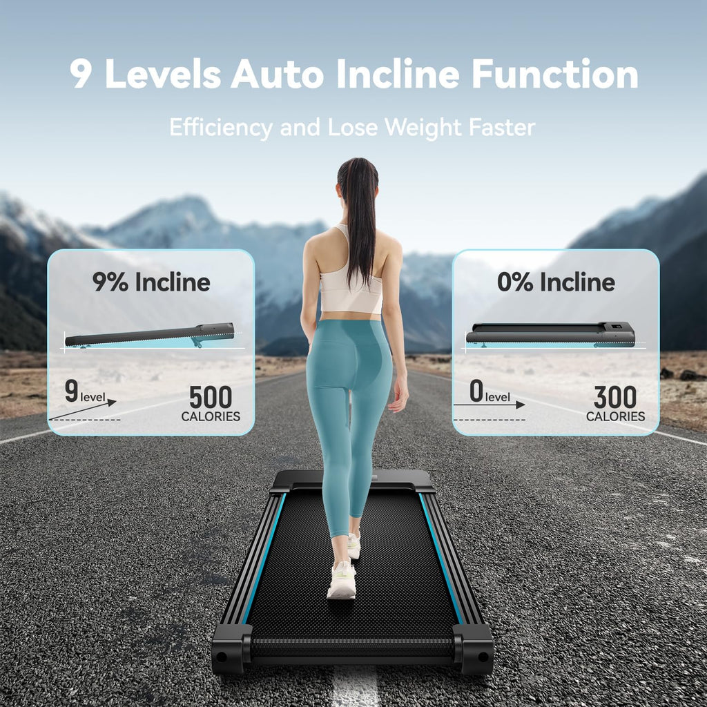 Walking Pad With Auto Incline, Under Desk Folding Treadmill With Remote Control And Led Display For Home Office, 2.5Hp Portable
