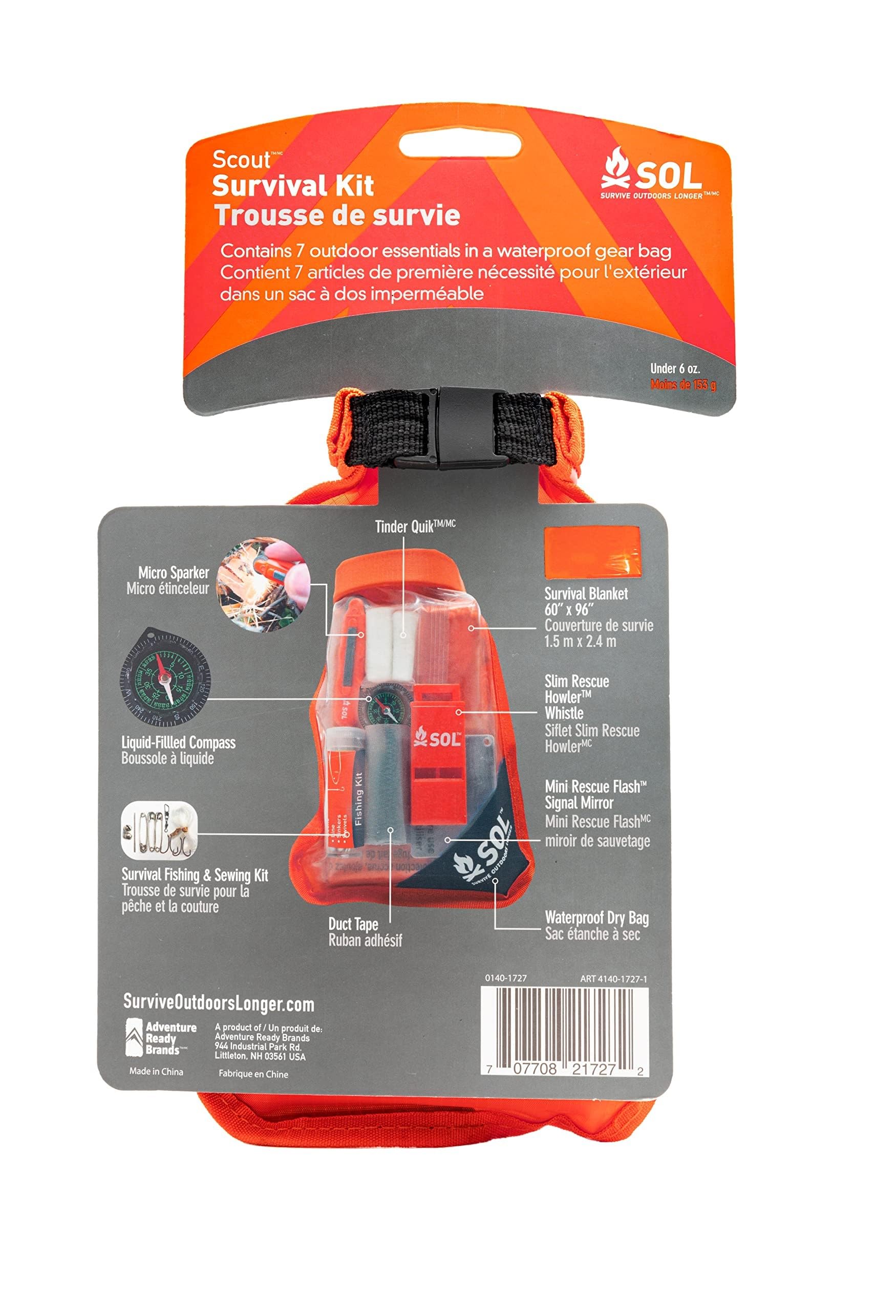S.O.L. Survive Outdoors Longer S.O.L. Waterproof Bag Scout Survival Kit