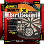 Accudart 2-In-1 Starlite Quality-Bound Paper Dartboard Game Set With Six Included Brass Darts , Black